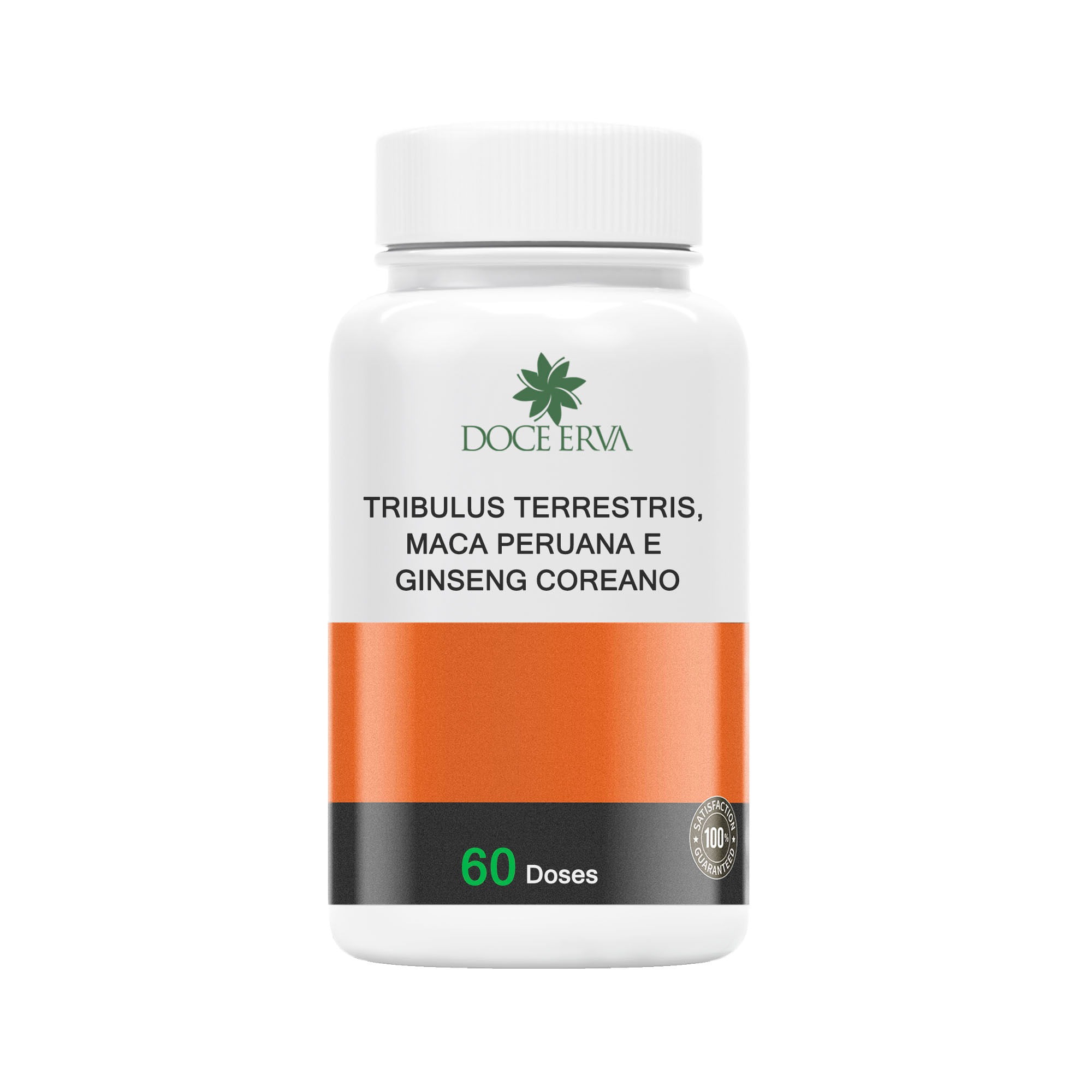 Tribulus terrestris, Maca peruana e Ginseng coreano 60 doses. Doce