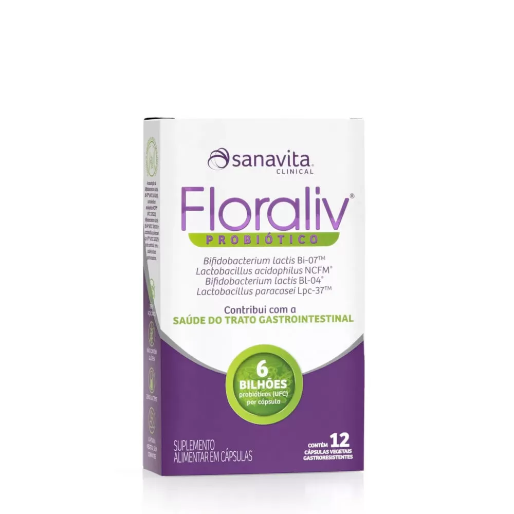 Floraliv Probiótico 12 cápsulas vegetais - Sanavita