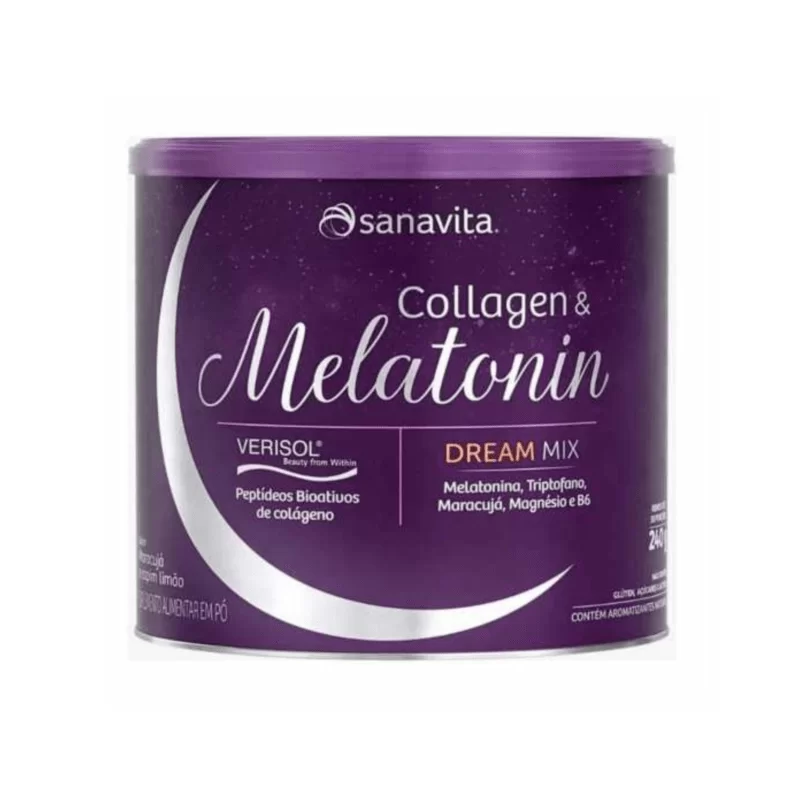 Collagen & Melatonin - Sanavita - Sabor Maracujá e Capim Limão - 240g